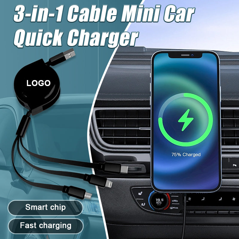 3 In 1 Cable Mini Car Fast Charging Charger