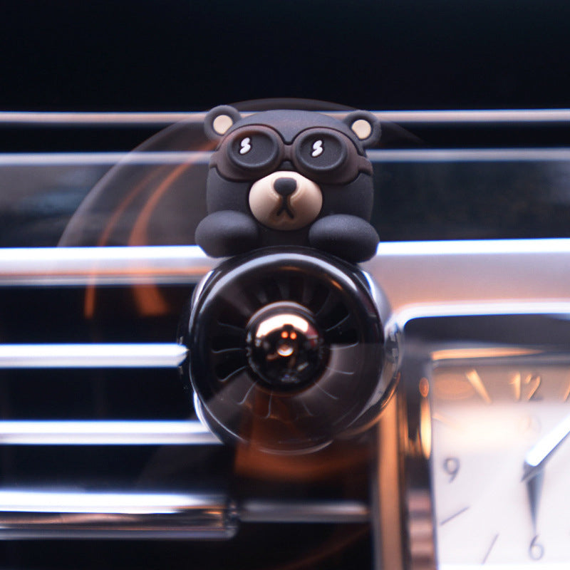 Cartoon Black Bear Pilot Car Air Outlet Perfume Ornament
